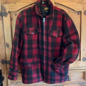 Vintage Heavy Wool jacket red & black Buffalo plaid with lining from The Champ